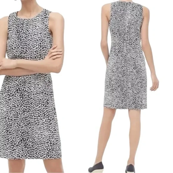 J. Crew NWT Navy White Oncilla Print Cotton Basketweave Sleeveless Sheath Dress - Picture 7 of 12
